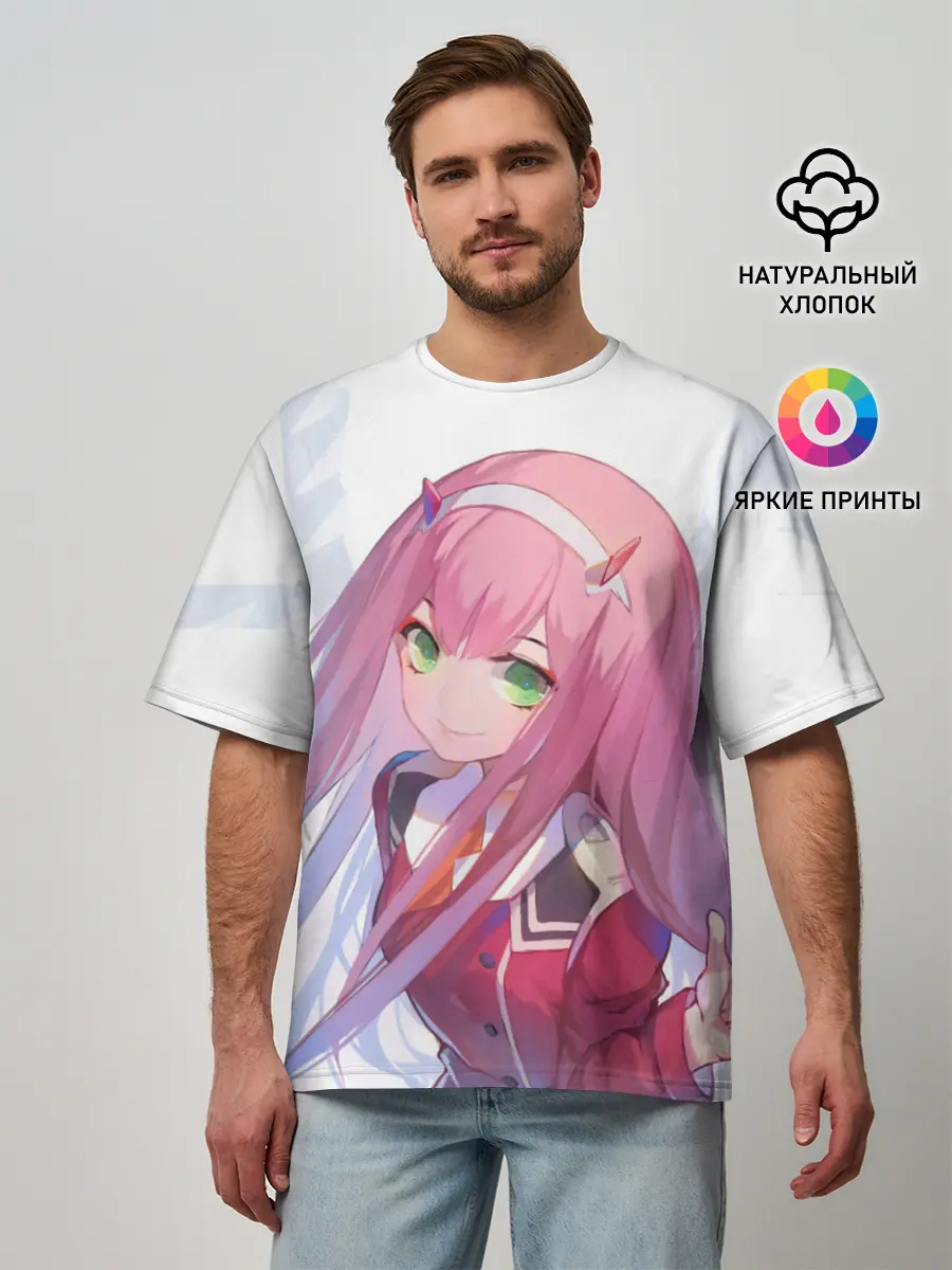 Мужская футболка оверсайз / ноль два пальцы