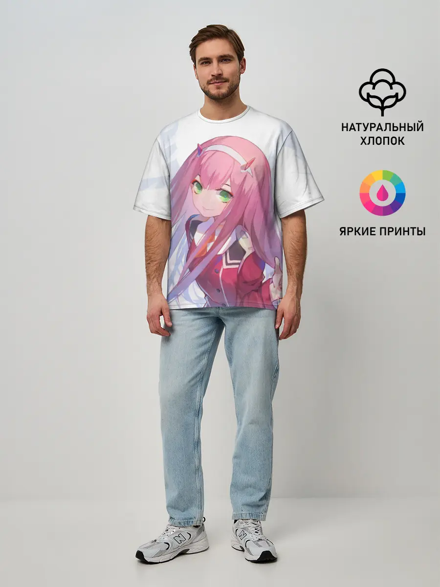 Мужская футболка оверсайз / ноль два пальцы