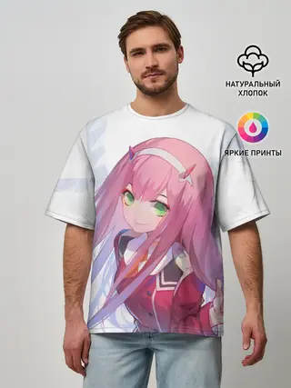 Мужская футболка оверсайз / ноль два пальцы