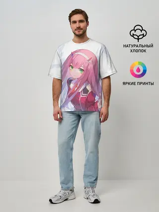 Мужская футболка оверсайз / ноль два пальцы