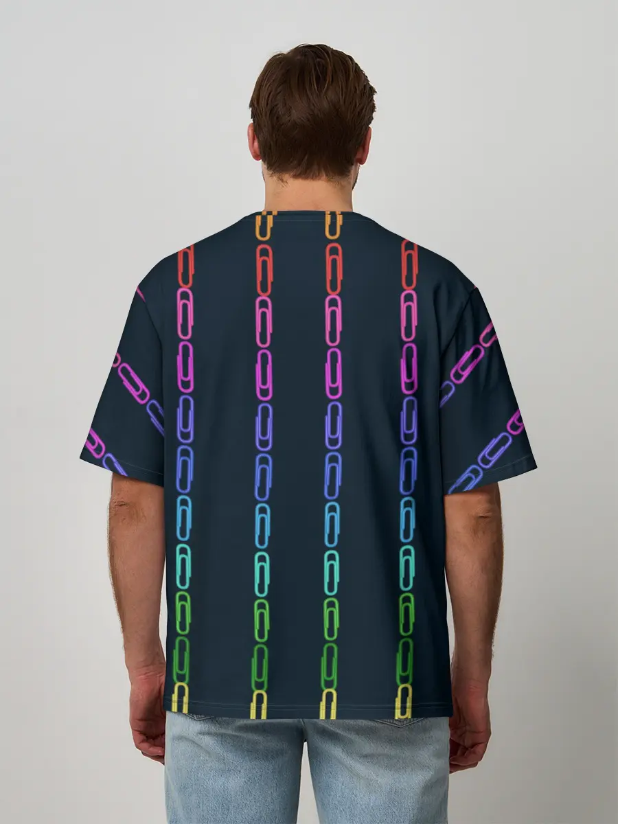 Мужская футболка оверсайз / скрепки