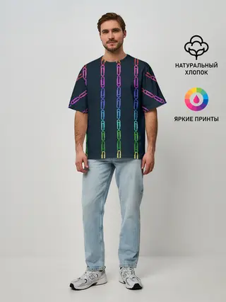 Мужская футболка оверсайз / скрепки