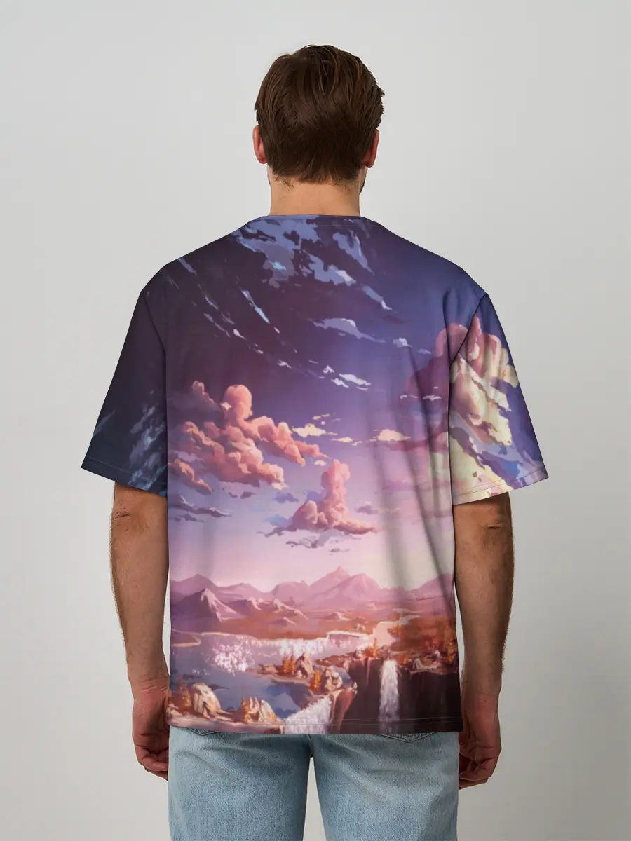 Мужская футболка оверсайз / Фантастический закат
