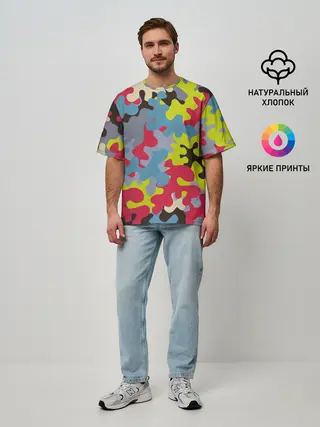 Мужская футболка оверсайз / Цветные облака