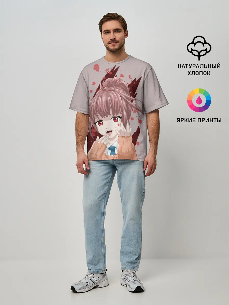 Мужская футболка оверсайз / Аниме-вампир