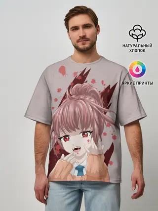 Мужская футболка оверсайз / Аниме-вампир