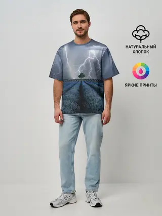 Мужская футболка оверсайз / Молнии