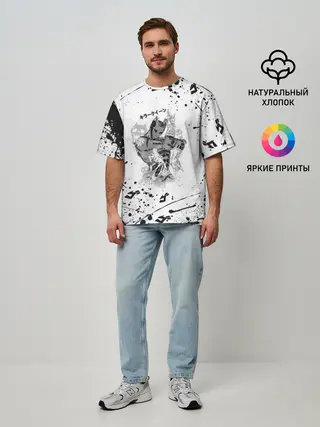 Мужская футболка оверсайз / KILLER QUEEN черные брызги