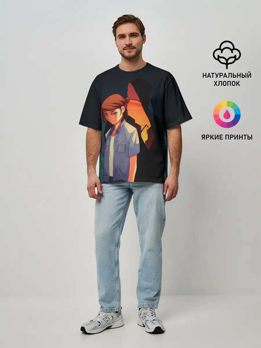 Мужская футболка оверсайз / Анимационные Элли и Джоел