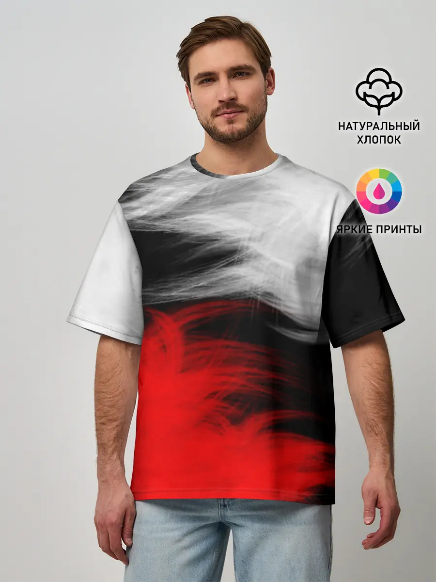 Мужская футболка оверсайз / ПЕРЬЯ