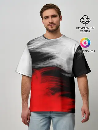 Мужская футболка оверсайз / ПЕРЬЯ