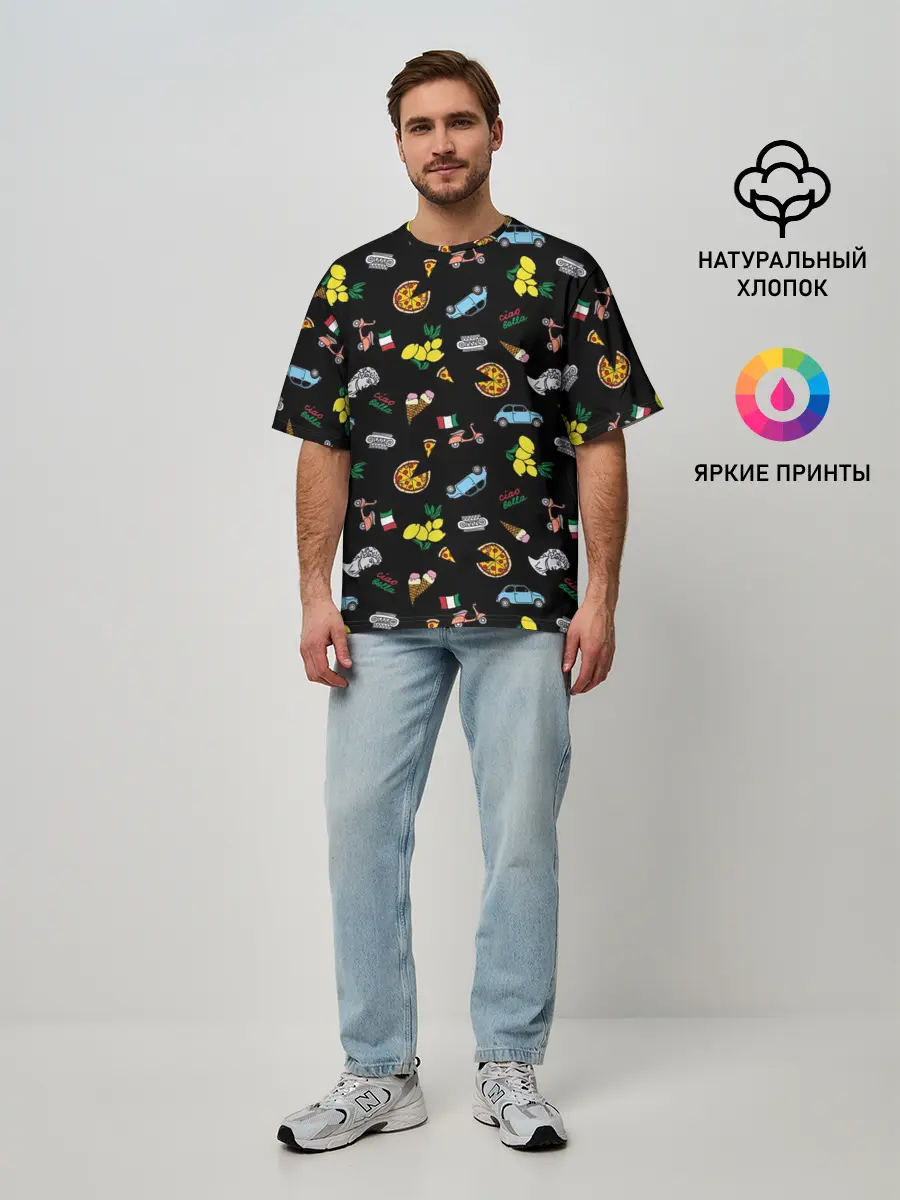 Мужская футболка оверсайз / Итальянский паттерн