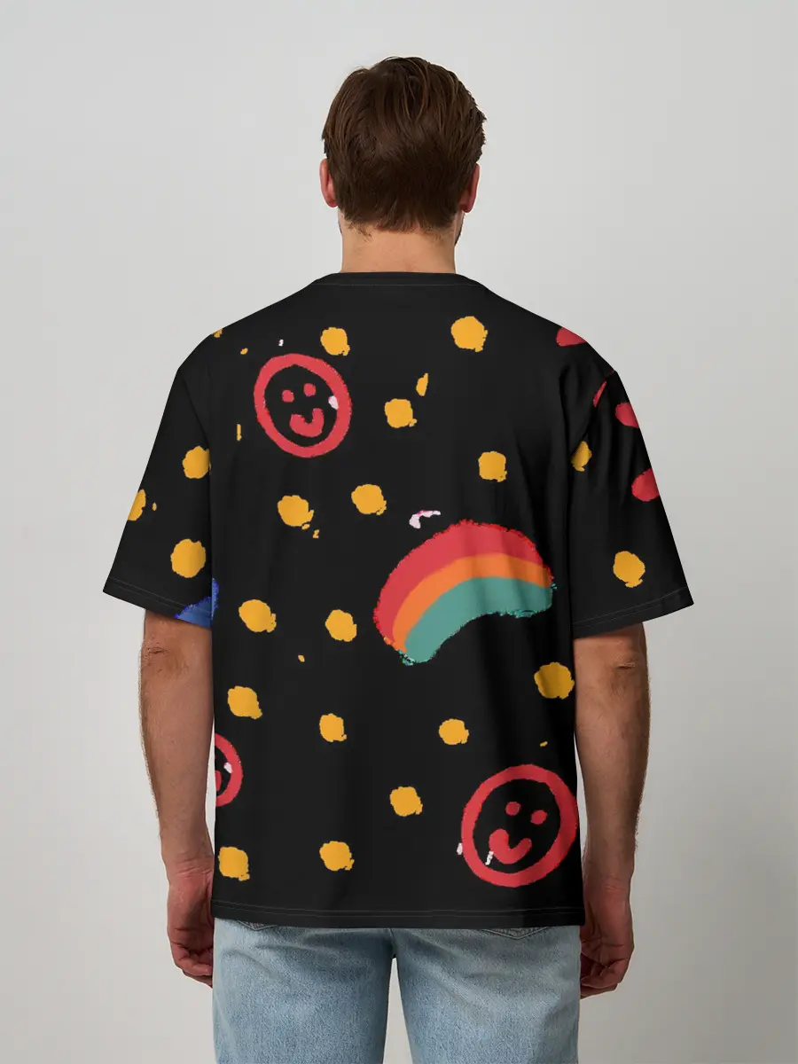 Мужская футболка оверсайз / красочное детство