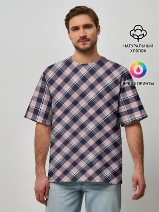 Мужская футболка оверсайз / Клеточный узор