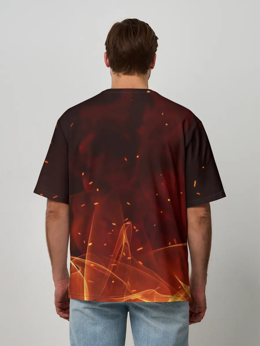 Мужская футболка оверсайз / ПЛАМЯ 3D