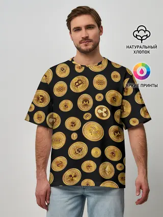 Мужская футболка оверсайз / CRYPTOCURRENCY | КРИПТОВАЛЮТА