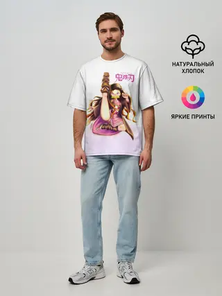 Мужская футболка оверсайз / Незуко Камадо Kimetsu no Yaiba