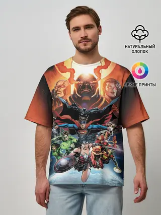 Мужская футболка оверсайз / Darkseid VS Justice League