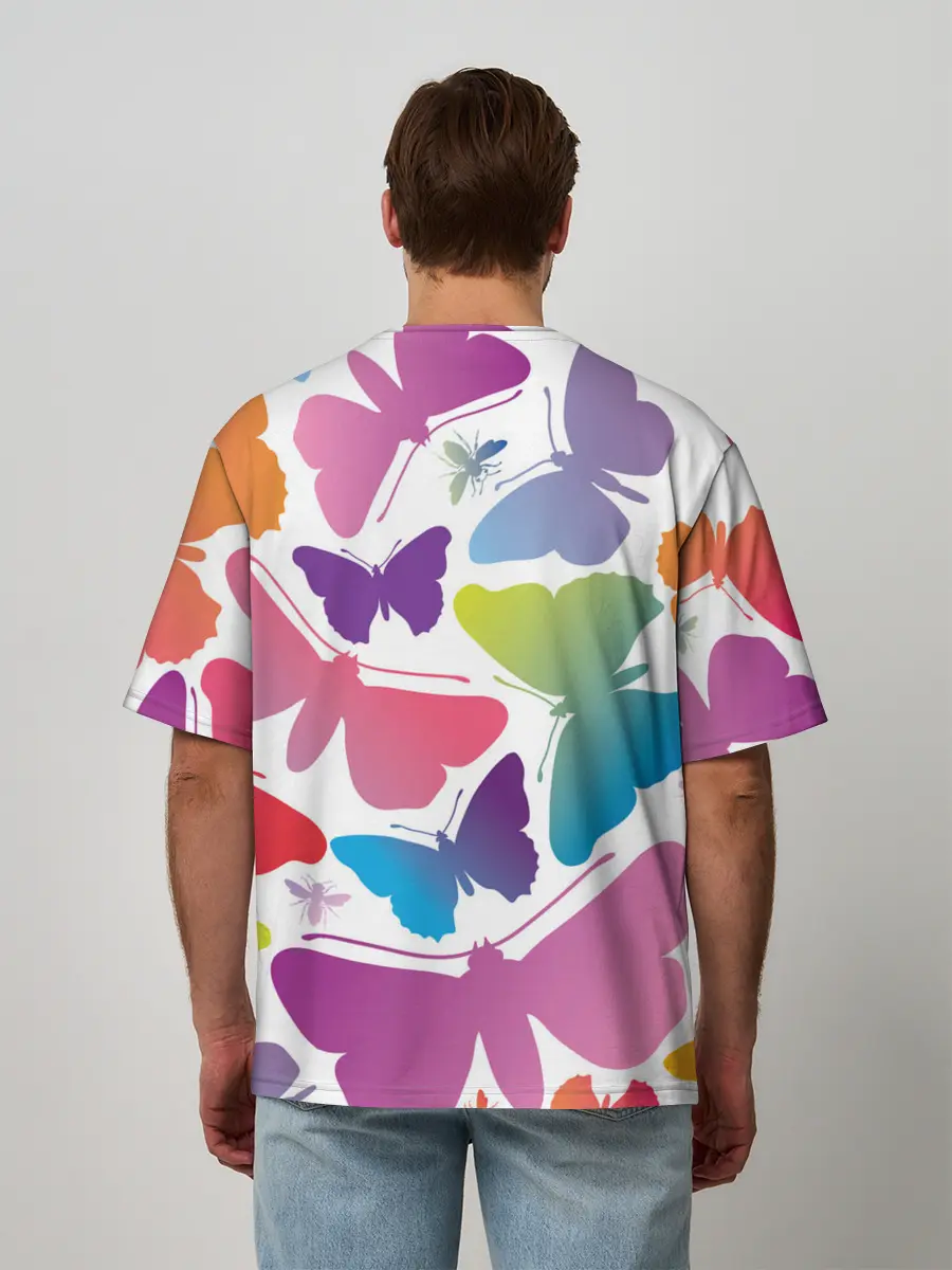 Мужская футболка оверсайз / БАБОЧКИ ПАТТЕРН | BUTTERFLY PATTERN