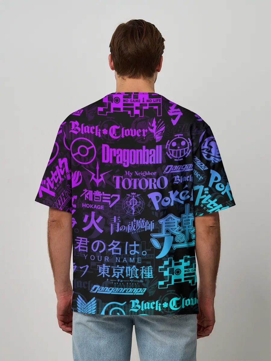 Мужская футболка оверсайз / ЛОГОТИПЫ АНИМЕ