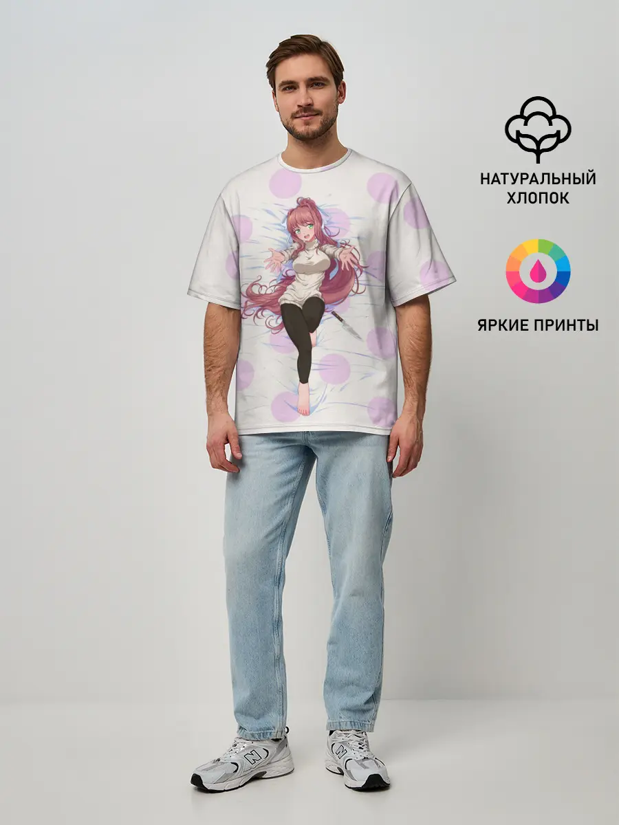 Мужская футболка оверсайз / Doki Doki | Monika | Моника