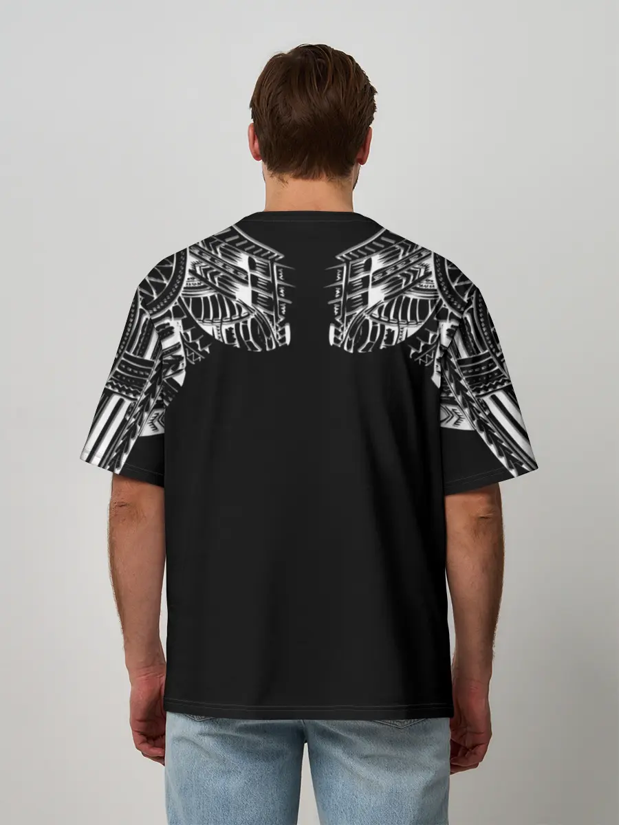 Мужская футболка оверсайз / Узор в стиле маори / полинезия