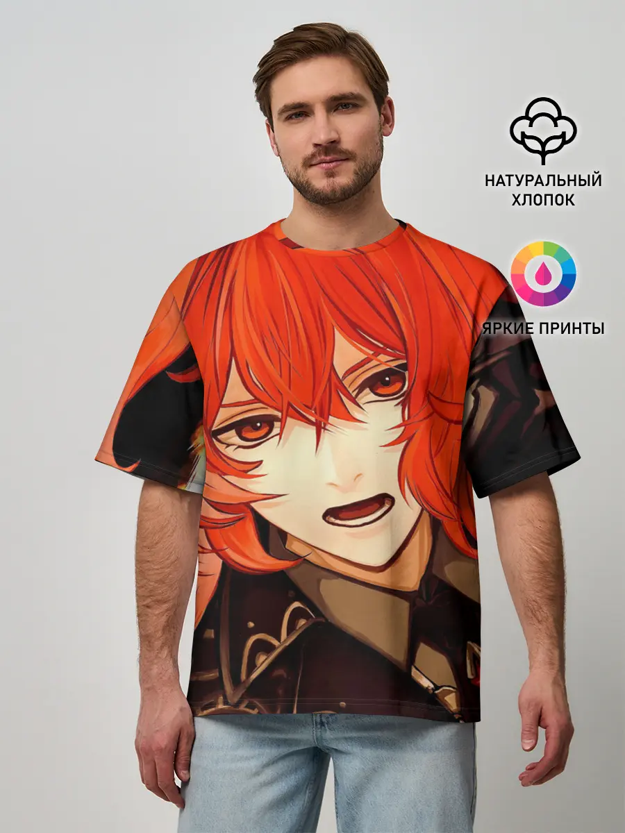 Мужская футболка оверсайз / GENSHIN IMPACT DILUC