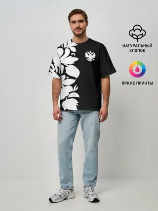 Мужская футболка оверсайз / Russia Black&White Style