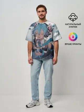 Мужская футболка оверсайз / Безумная Хатсуне