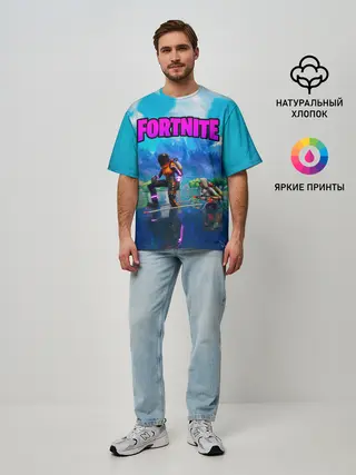 Мужская футболка оверсайз / Fortnite повозка