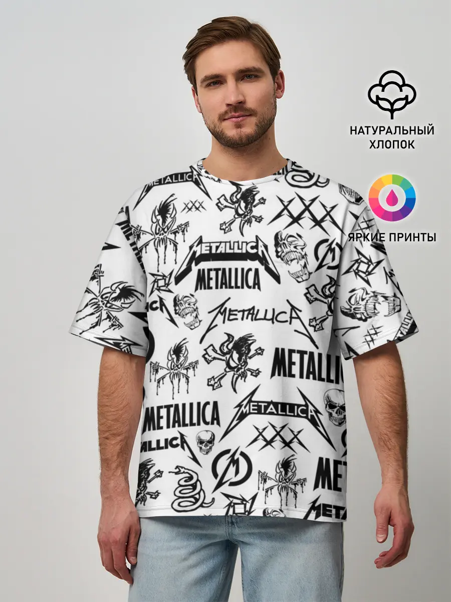 Мужская футболка оверсайз / METALLICA LOGOBOMBING