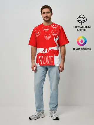 Мужская футболка оверсайз / многоголовый v love