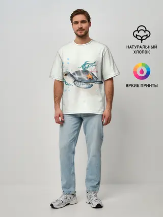 Мужская футболка оверсайз / черепашка