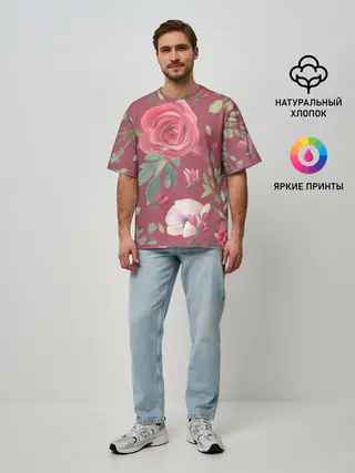 Мужская футболка оверсайз / rose