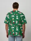 Мужская футболка оверсайз / Новогодний паттерн с зайчиками