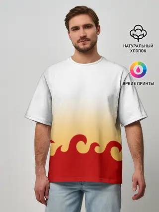 Мужская футболка оверсайз / ШИНДЖУРО РЕНГОКУ / KNY