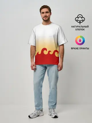 Мужская футболка оверсайз / ШИНДЖУРО РЕНГОКУ / KNY