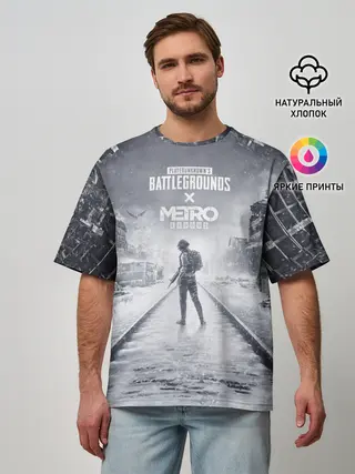 Мужская футболка оверсайз / PUBG x METRO Exodus