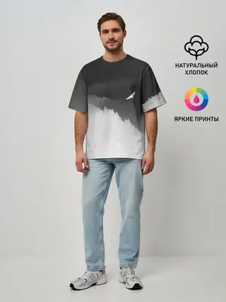 Мужская футболка оверсайз / ОРЁЛ НАД ЛЕСОМ
