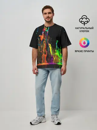 Мужская футболка оверсайз / КРАСКИ