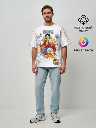 Мужская футболка оверсайз / Луффи One Piece. Большой куш