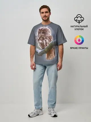 Мужская футболка оверсайз / Сова