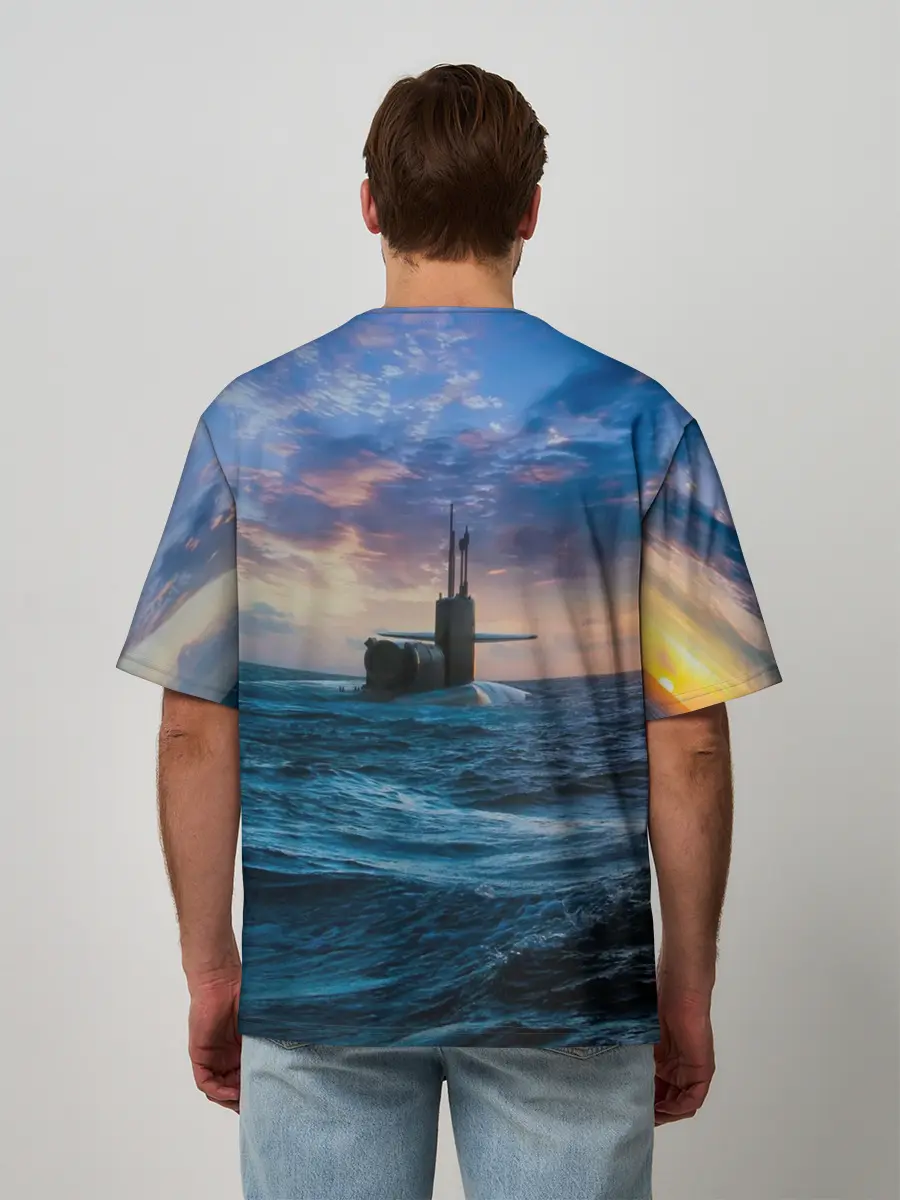 Мужская футболка оверсайз / Подводная лодка