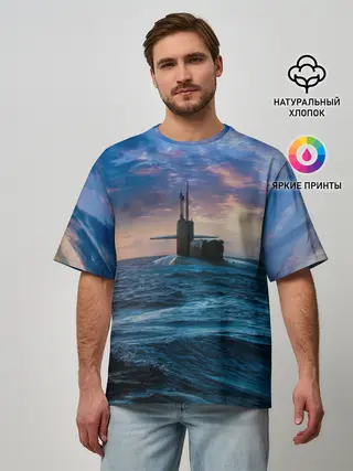Мужская футболка оверсайз / Подводная лодка