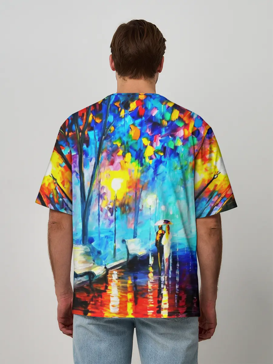 Мужская футболка оверсайз / ВЕЧЕРНЯЯ ПРОГУЛКА