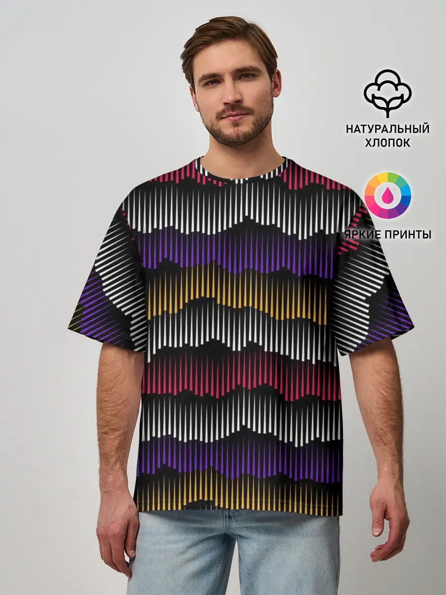 Мужская футболка оверсайз / Волны