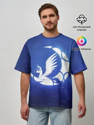 Мужская футболка оверсайз / Лунная пони