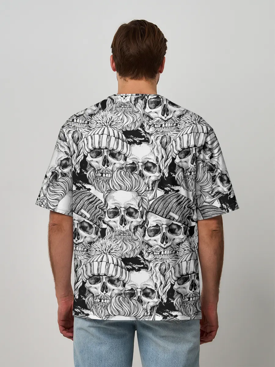Мужская футболка оверсайз / Human skulls
