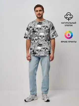 Мужская футболка оверсайз / Human skulls
