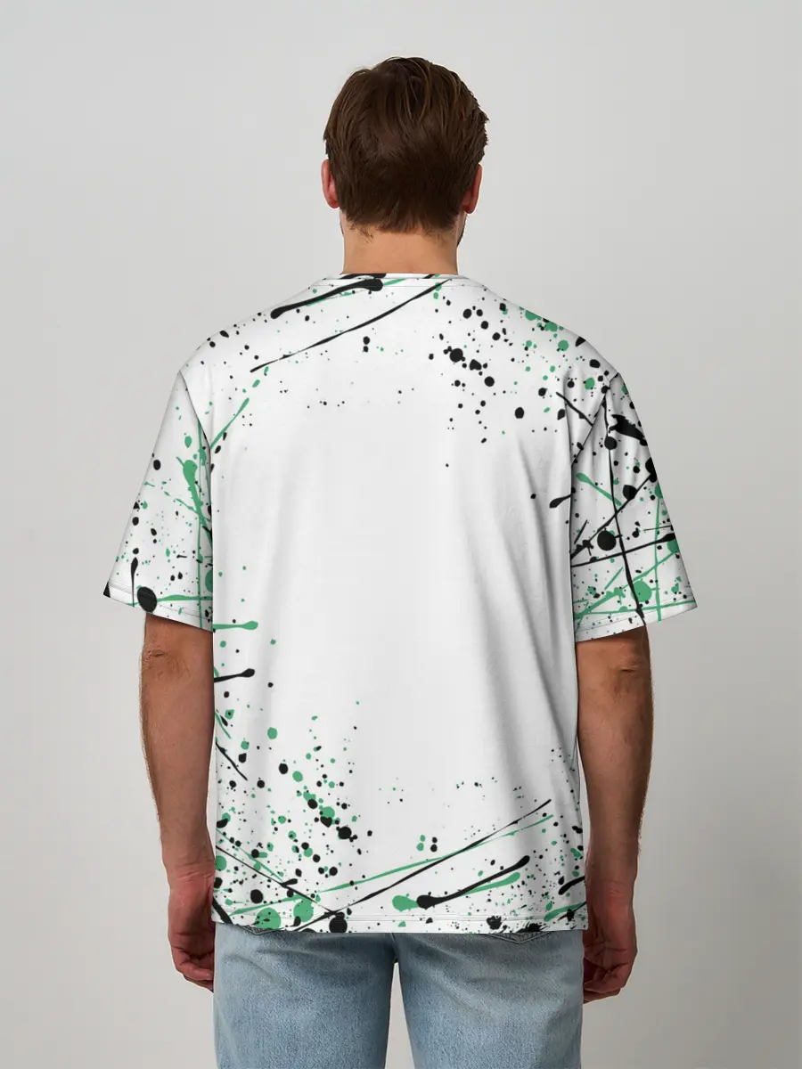 Мужская футболка оверсайз / Брызги красок Demon Slayer